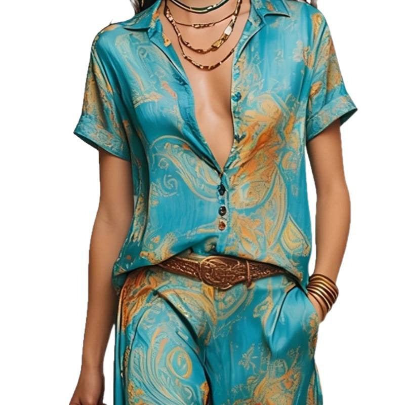 Cross-border Amazon Fashion Casual Elegant Resort Two-Piece Set